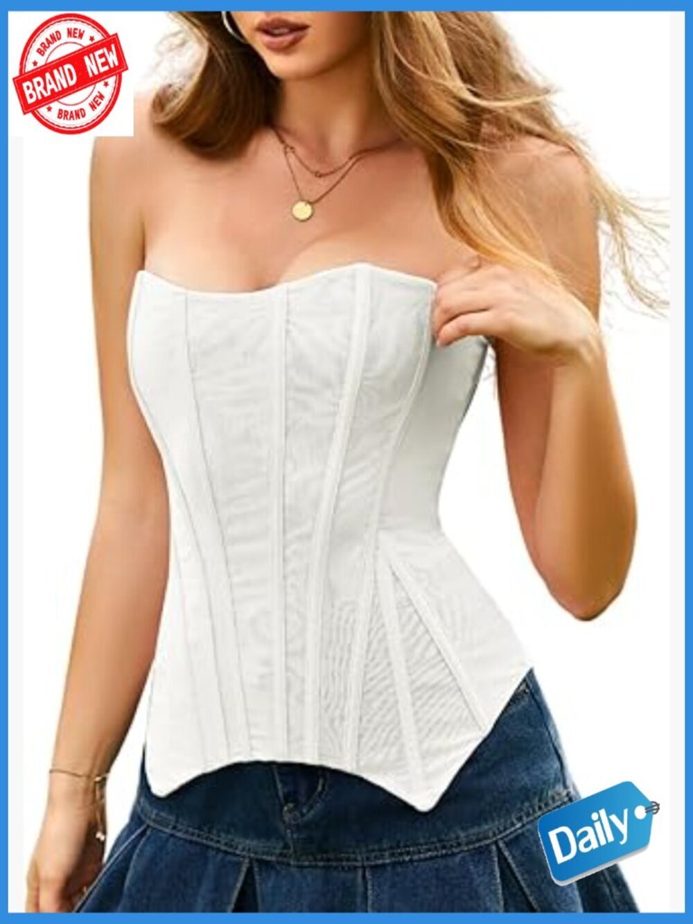 Sexy Tube Corset Top Strapless Sheer Mesh Bustier Boned Shapewear Fit 0-26